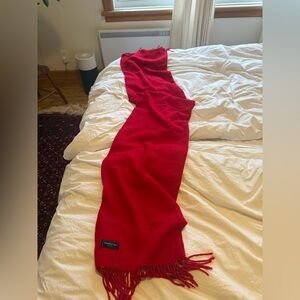 Burberry Vibrant Red Fringe Scarf